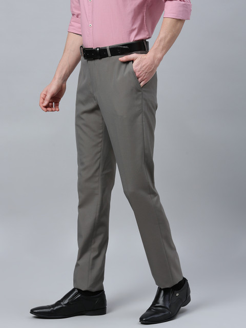 

Theme Men Grey Slim Fit Solid Formal Trousers