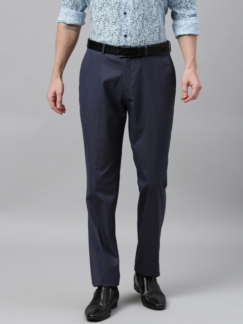 

Theme Men Navy Blue Slim Fit Solid Formal Trousers