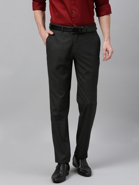 

Theme Men Black Slim Fit Solid Formal Trousers