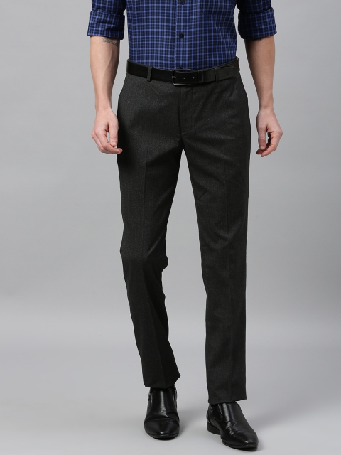 

Theme Men Charcoal Grey Slim Fit Solid Formal Trousers