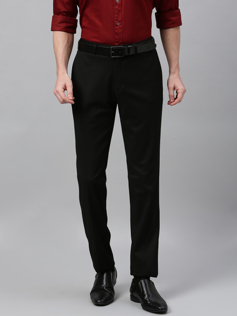 

Theme Men Black Slim Fit Solid Regular Trousers