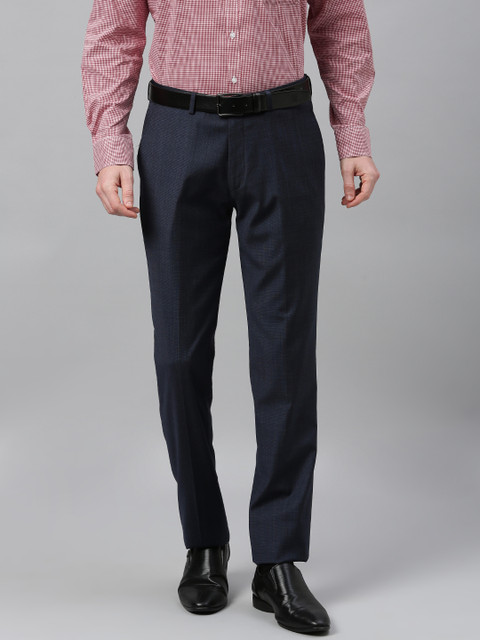 

Theme Men Navy Blue Slim Fit Solid Regular Trousers