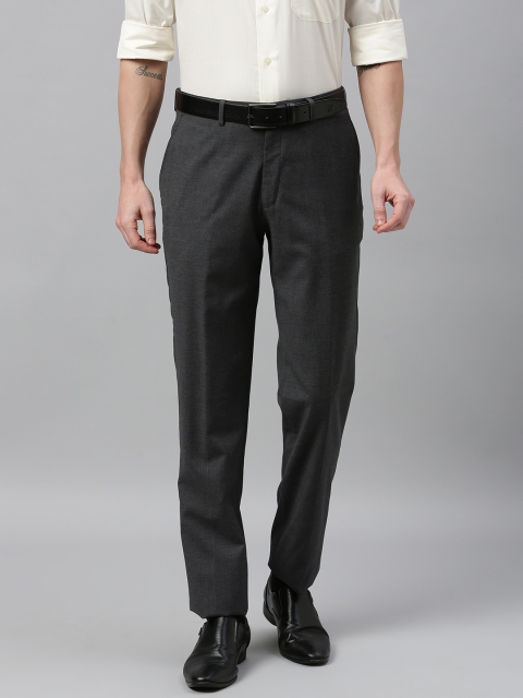 

Theme Men Charcoal Grey Slim Fit Solid Formal Trousers