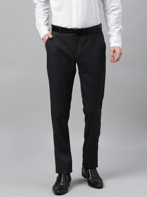 

Theme Men Charcoal Slim Fit Self Design Regular Trousers