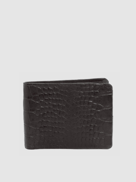 

amicraft Men Black Leather Croc Textured Two Fold Wallet