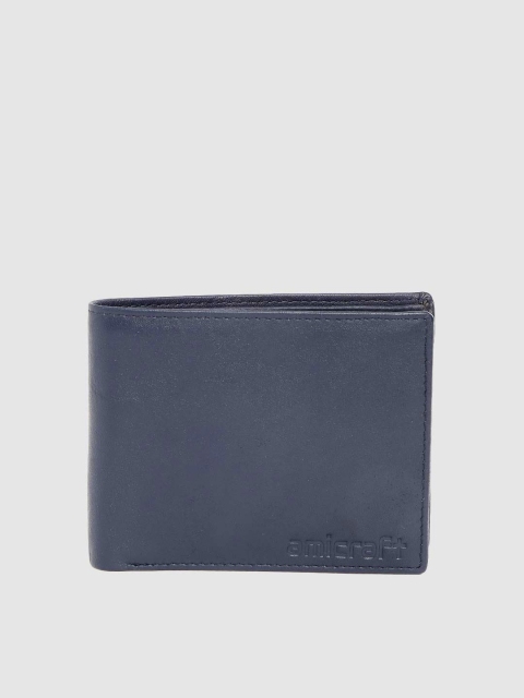 

amicraft Men Navy Blue Leather Solid Two Fold Wallet