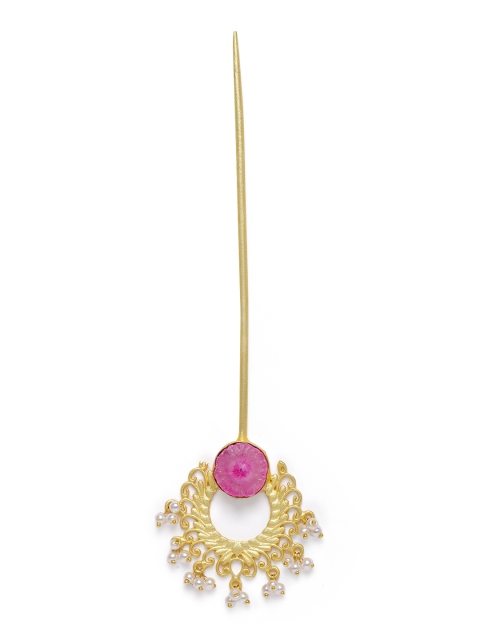 

AccessHer Pink Gold-Plated Studded Handcrafted Bun Stick