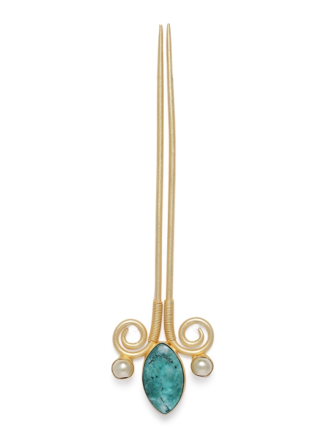 

AccessHer Gold-Plated & Turquoise Handcrafted Bun Pin