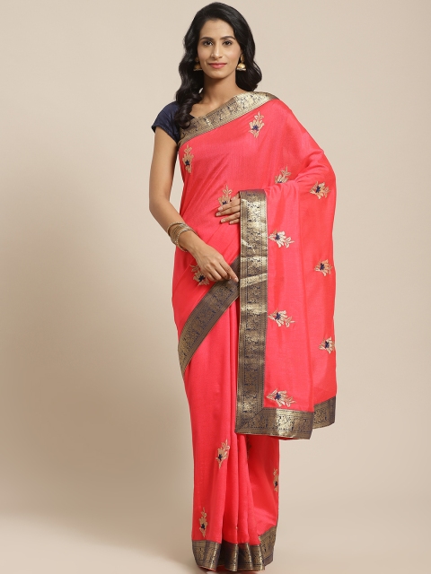 

Kalista Coral Pink Embroidered Saree