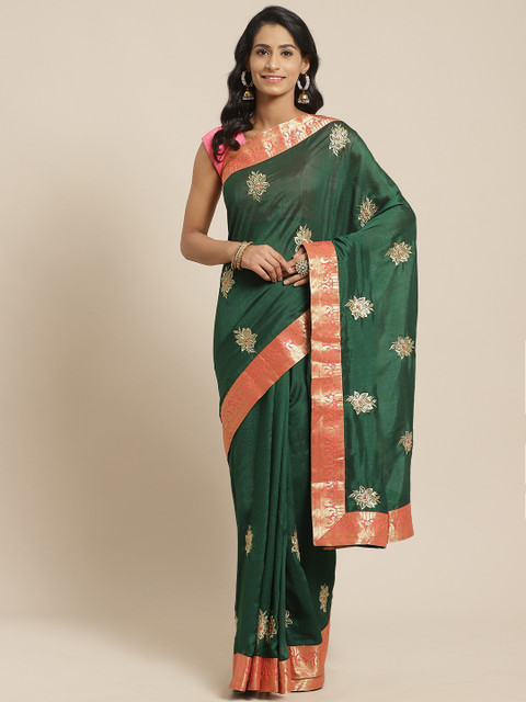 

Kalista Green & Golden Embroidered Saree