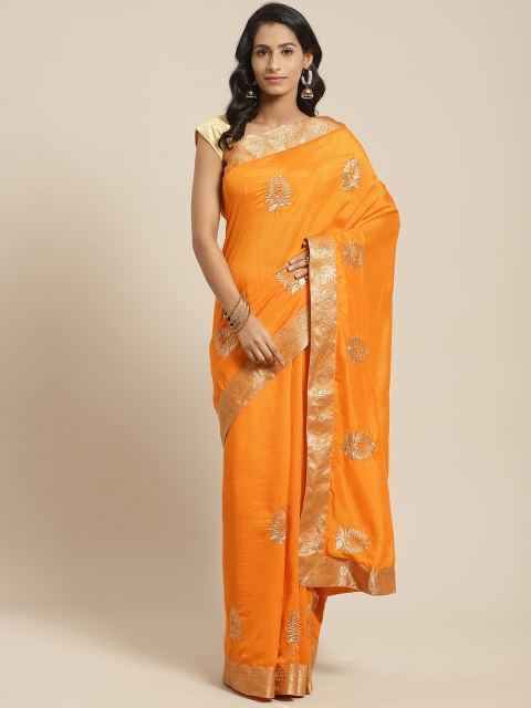 

Kalista Mustard Yellow & Golden Embroidered Saree