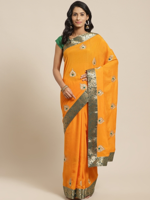 

Kalista Orange & Golden Embroidered Saree