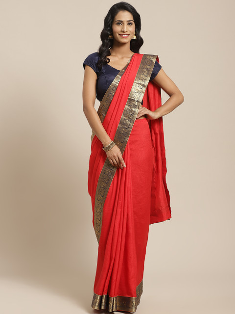

Kalista Red Solid Saree
