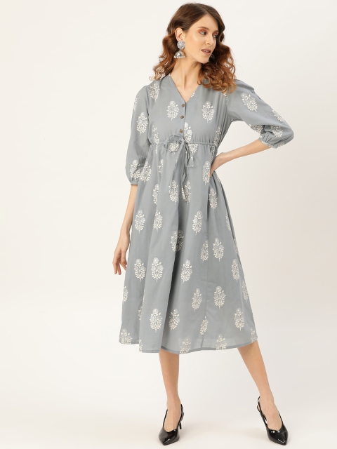 

Shae by SASSAFRAS Women Blue Printed A-Line Kurta Dress