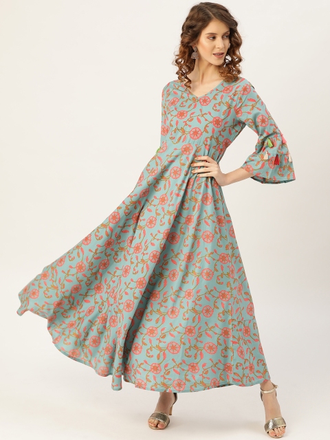 

Shae by SASSAFRAS Women Blue & Pink Floral Print Maxi Kurta Dress