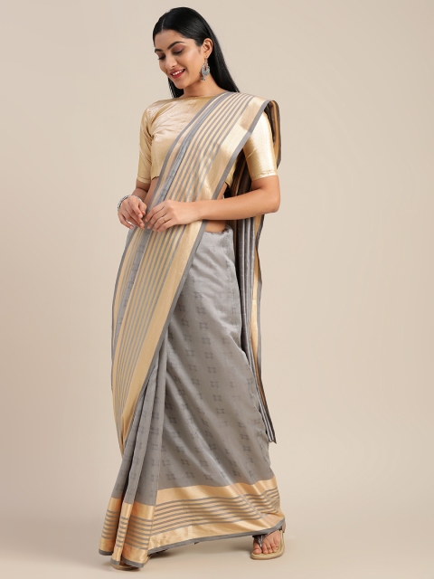 

Mitera Grey Silk Blend Woven Design Kanjeevaram Saree