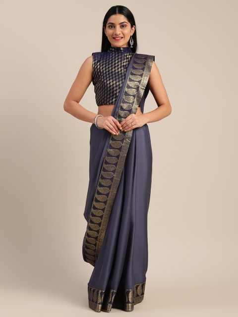 

Mitera Grey & Gold-Toned Pure Chiffon Solid Pochampally Saree