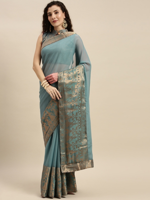 

Mitera Grey Pure Chiffon Solid Pochampally Celebrity Saree