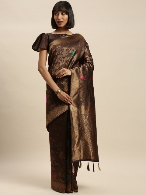 

Mitera Mustard & Gold-Toned Silk Blend Woven Design Banarasi Saree