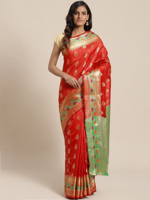 

Nanda Silk Mills Red & Golden Woven Design Saree