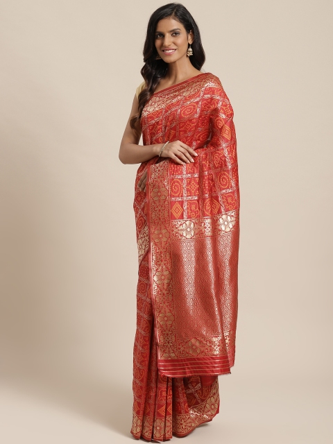 

Nanda Silk Mills Red & Golden Woven Design Saree