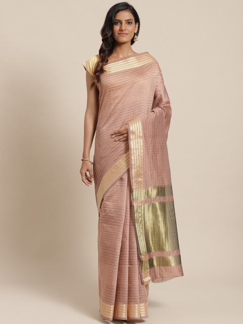 

Nanda Silk Mills Mauve Self-Checked Saree