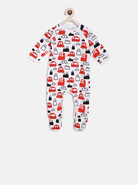 

berrytree Infants White & Red Printed Organic Cotton Sustainable Sleepsuit