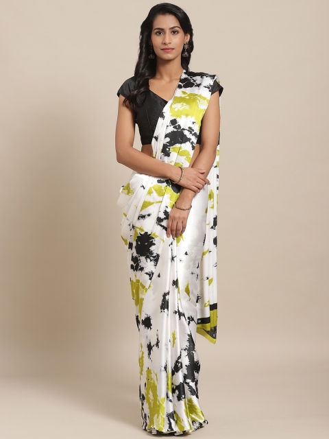 

Rajesh Silk Mills White & Lime Green Printed Saree
