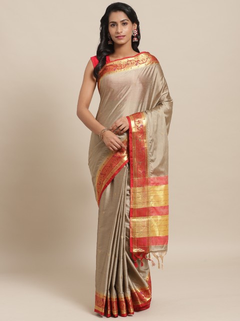 

Rajesh Silk Mills Beige & Golden Woven Design Saree
