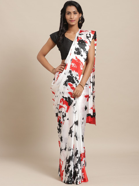 

Rajesh Silk Mills White & Red Printed Saree