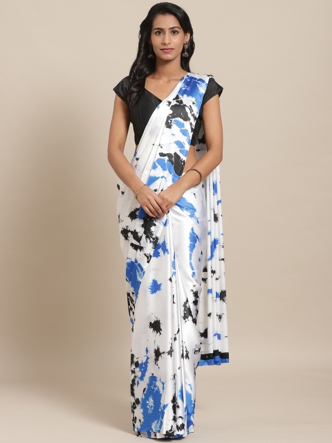 

Rajesh Silk Mills White & Blue Printed Saree