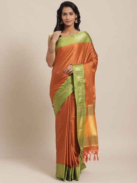 

Rajesh Silk Mills Rust Orange Woven Design Saree