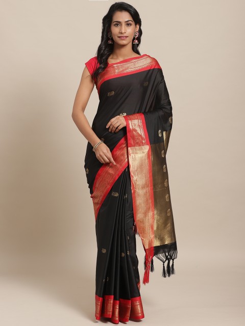 

Rajesh Silk Mills Black & Golden Woven Design Saree