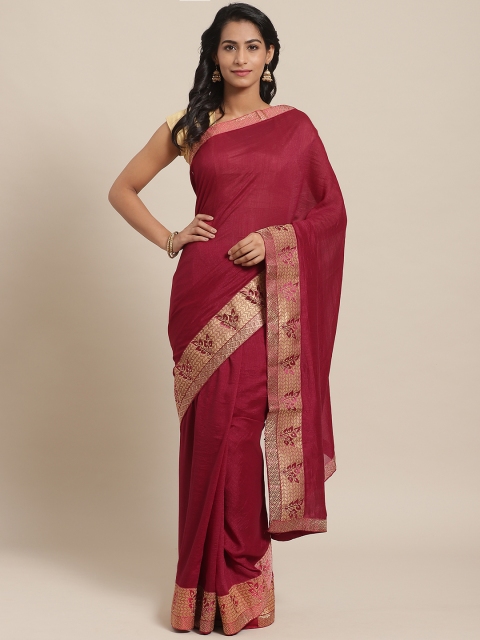 

Rajesh Silk Mills Maroon & Golden Solid Saree