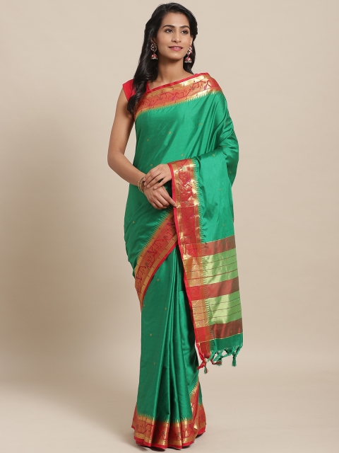 

Rajesh Silk Mills Green & Golden Woven Design Saree