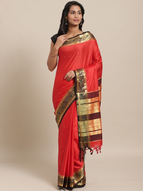 

Rajesh Silk Mills Red & Golden Woven Design Saree