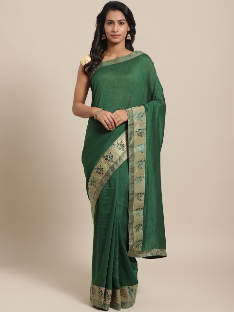 

Rajesh Silk Mills Green Solid Saree