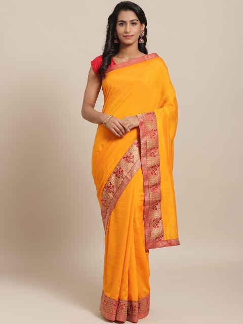 

Rajesh Silk Mills Mustard Yellow Solid Saree