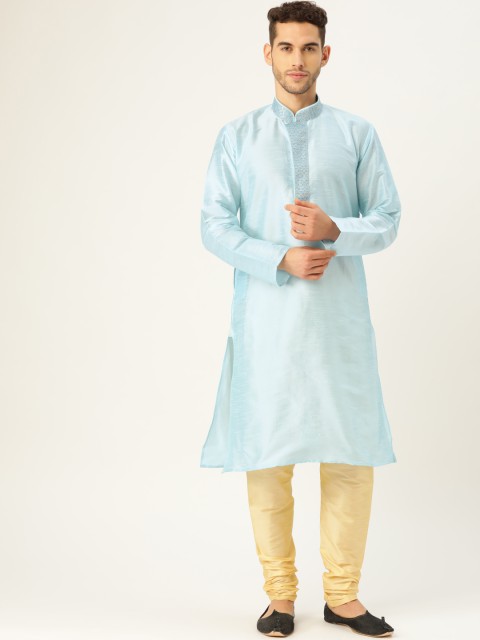

SOJANYA Men Blue Solid Straight Kurta
