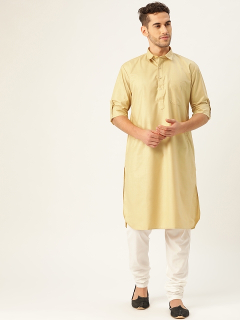 

SOJANYA Men Khaki Solid Pathani Kurta