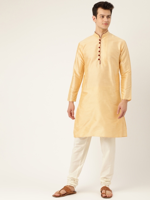 

SOJANYA Men Golden Solid Straight Kurta, Gold