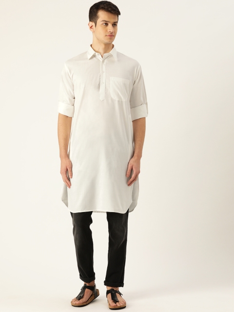 

SOJANYA Men White Solid Pathani Kurta