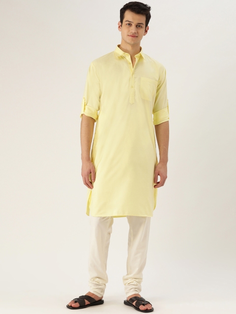 

SOJANYA Men Yellow Solid Pathani Kurta