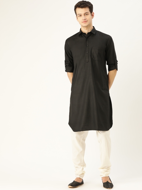 

SOJANYA Men Black Solid Pathani Kurta