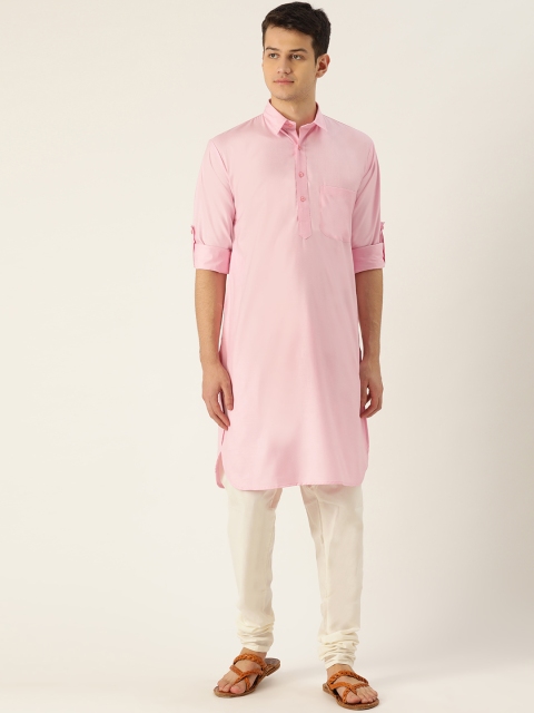 

SOJANYA Men Pink Solid Pathani Kurta