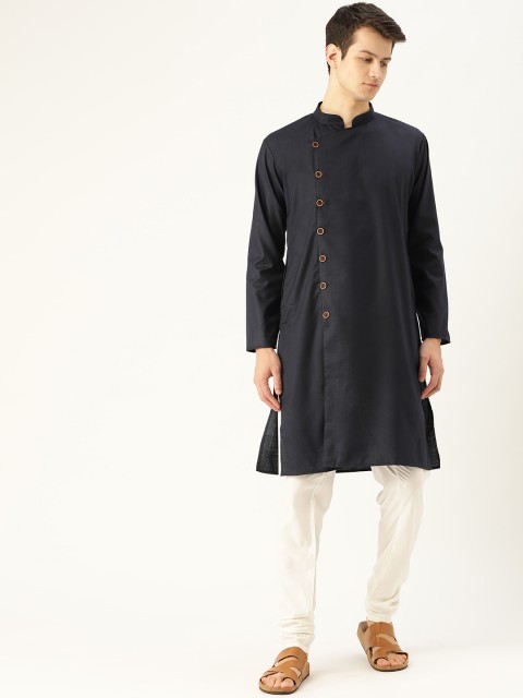 

SOJANYA Men Navy Blue Solid Straight Kurta