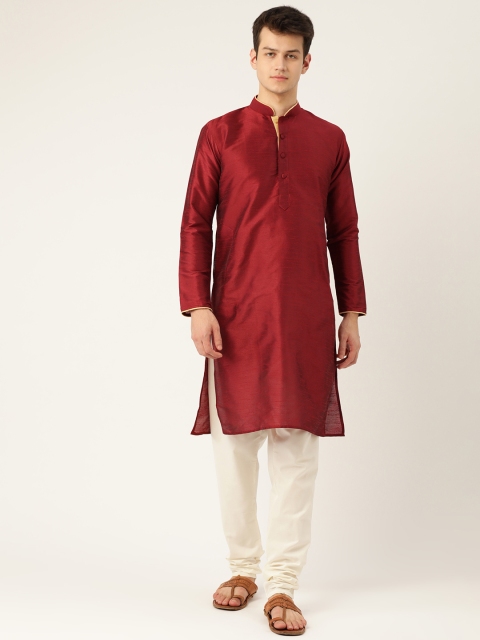 

SOJANYA Men Maroon Solid Straight Kurta