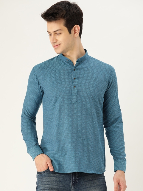 

SOJANYA Men Blue Woven Design Straight Kurta