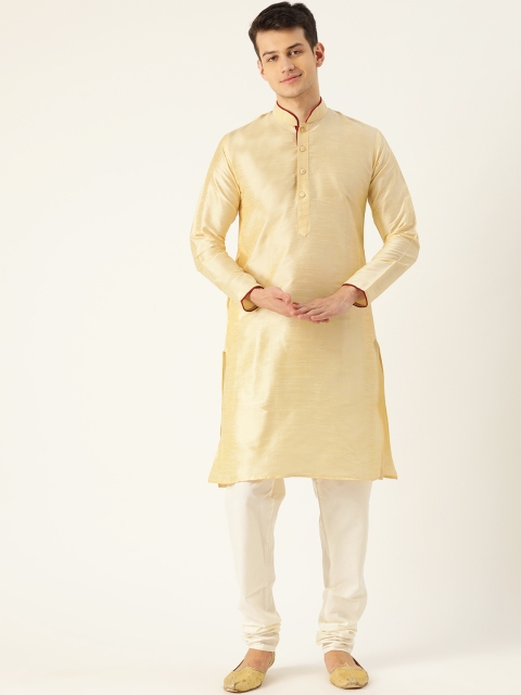 

SOJANYA Men Golden Solid Straight Kurta, Gold