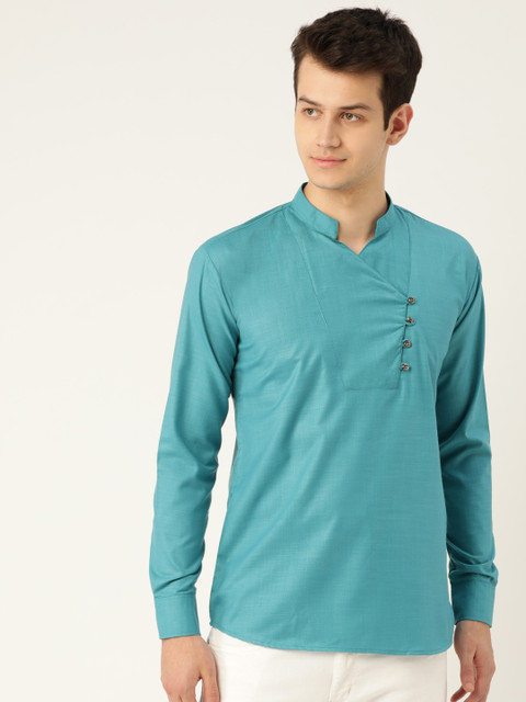 

SOJANYA Men Blue Solid Straight Kurta